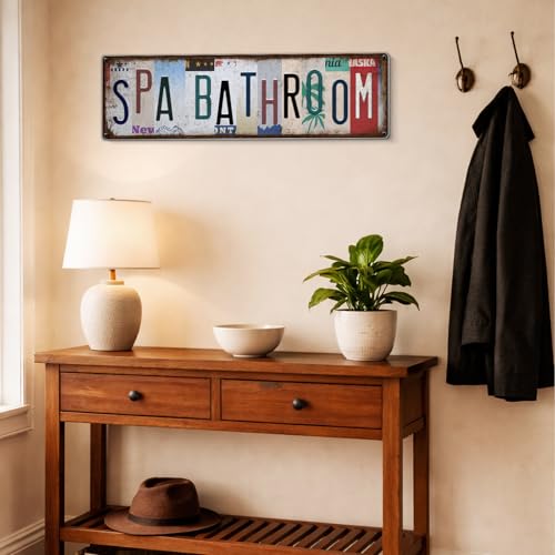 EUDOSI Vintage Metal Spa Sign - 15x4 Retro Bathroom Wall Art