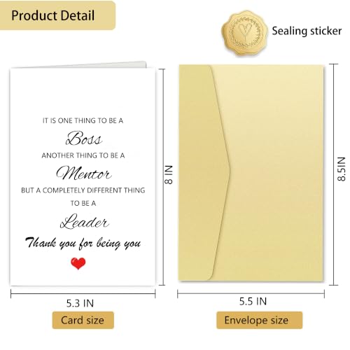 Boss Appreciation Greeting Card with Envelope - Mentor & Leader Gift