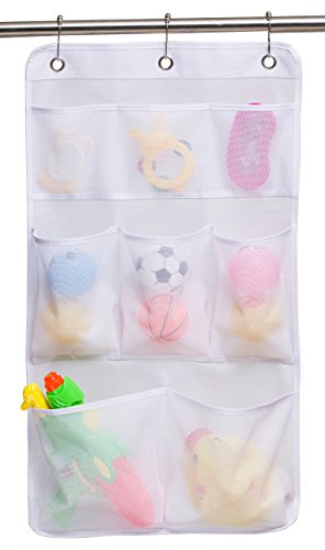 KIMBORA 8-Pocket Mesh Hanging Shower Caddy - White Bathroom Organizer