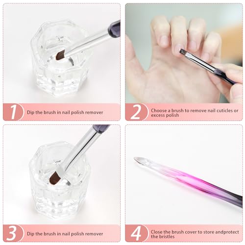 Gemsanva 3-Piece Nail Art Clean Up Brushes Set - Black Purple