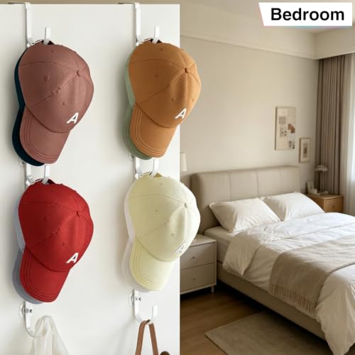 Aimeaihe Over Door Hat Organizer Rack - 2 Pack, 6 Hooks, White