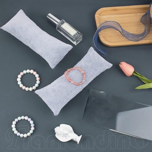 Framendino 2 Pack Gray Velvet Long Watch Pillow Cushions