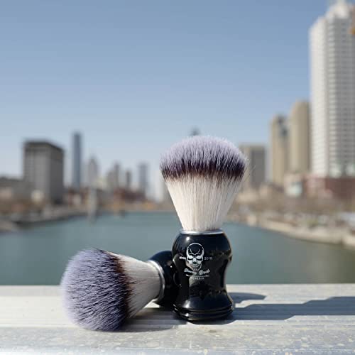 Men's Shaving Brush Synthetic Hair Black Skull Handle Travel Size