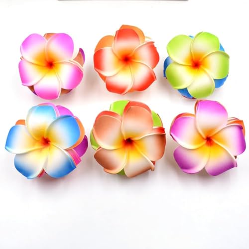 GANPUB 10 Pcs 7cm Plumeria Flower Hair Clips Hawaiian Beach Barrettes