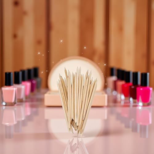 20Pcs Orange Wood Cuticle Pusher Sticks for Manicure and Nail Care