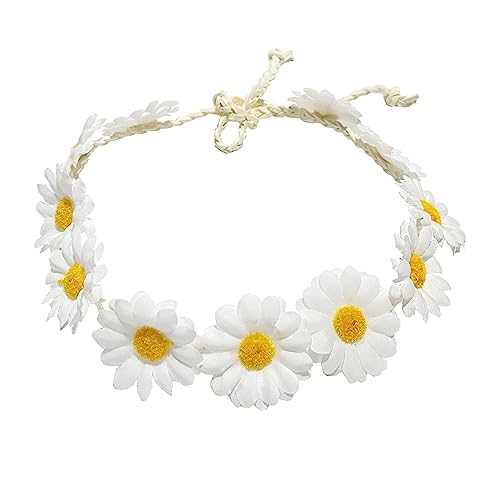 White Sunflower Hair Wreath Bridal Crown Floral Headpiece for Weddings