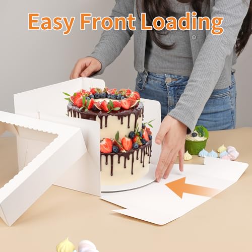 WINKIO Cake Box Set - 10x10x8 Inch, 2 Pcs with Clear Window