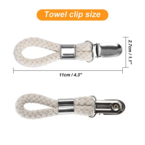 Woledy 5-Pack Hanging Tea Towel Clips with Braided Cotton Loops