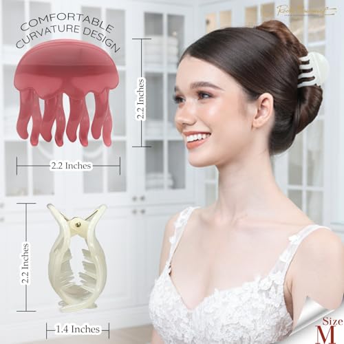 RC Roche Small Hair Claw Clips 6-Pack - No Slip Mini Jaw Clips for Thin Hair