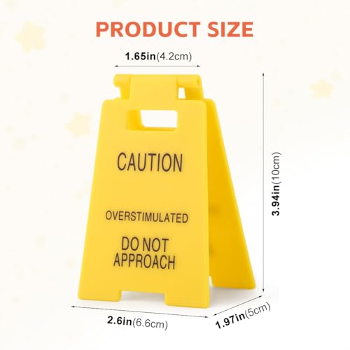 Caution Overstimulated Desk Signs - 2 Pcs Funny Office Decor