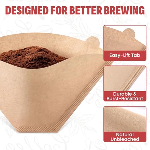 #4 Cone Coffee Filters, 200 Count Unbleached Natural Paper for Drip & Pour Over