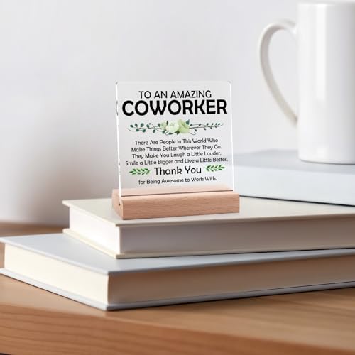 Dabihu Acrylic Appreciation Plaque with Wooden Stand Desk Decor