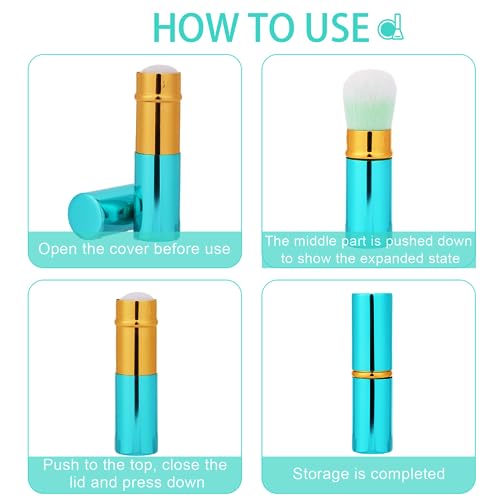 Mozeat Lens Retractable Travel Kabuki Brush 2 Pack Portable Blush and Foundation Brushes with Cover
