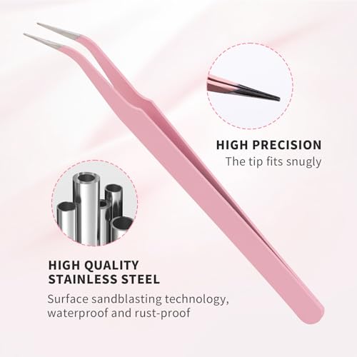 FADVAN Precision Lash Cluster Tweezers, Stainless Steel Curved Tip