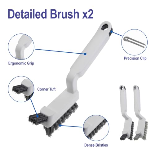 YUOILHY 3-Pack V-Shaped Grout Cleaner Brush Set - Stiff Nylon Bristles for Tile, Shower & Floor Cleaning