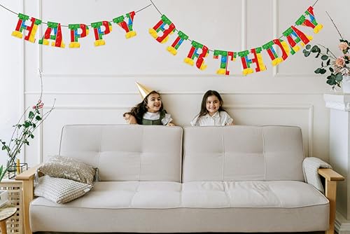 Building Block Birthday Banner - Colorful Party Decorations