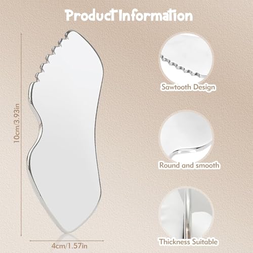 Stainless Steel Gua Sha Facial Tool 2-Pack for Face, Jawline & Lymphatic Drainage