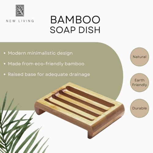 Eco-Friendly Bamboo Soap Dish with Drainage - 12x8 cm