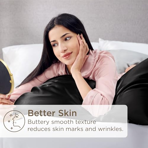 Bedsure Satin Pillowcase Set of 4 - Silky Black Pillow Covers for Hair & Skin, 20" x 26"