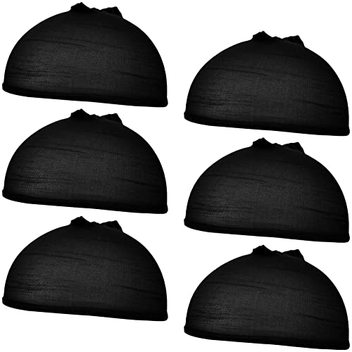 FOHOLA 6 Pcs Ultra Thin Stocking Wig Caps, Breathable Black Nylon