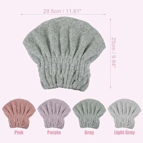 VOCOSTE Charcoal Fiber Hair Drying Towel Cap - Lightweight Gray