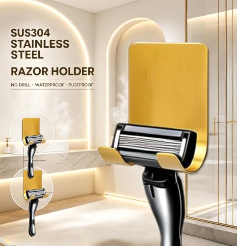 Liedrg Gold Adhesive Hooks - 4-Pack Stainless Steel Wall Hangers for Bathroom