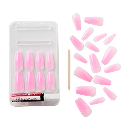 KISS Gold Finger Full Cover Press On Nails Long Length 24 Pcs
