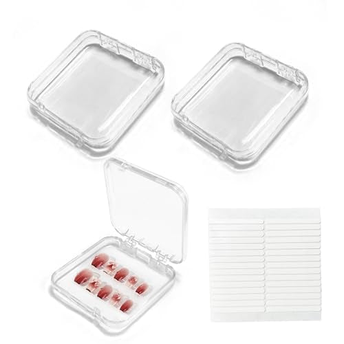 14-Piece Clear Acrylic Nail Storage Box with Adhesive Tape