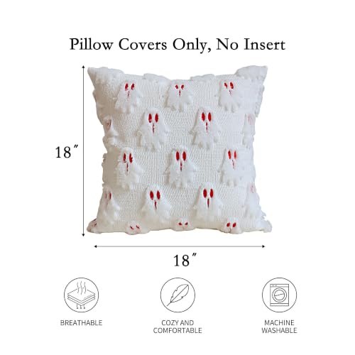 Halloween Ghost Pillow Covers Set of 2 - 18x18 Fall Decor