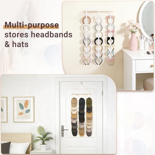 Dahey Wall-Mounted Headband Organizer for Girls - Holds 21 Hair Accessories