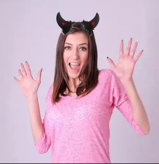 Sither Red and Black Devil Horns Headband for Halloween Party Costume