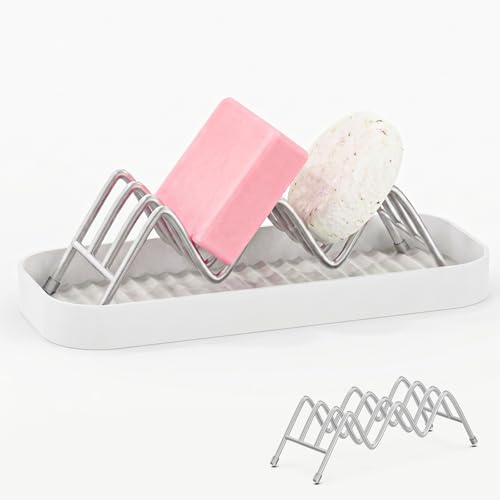 Stainless Steel Shower Soap Dish Holder with Drain Tray | Bathroom & Kitchen Organizer