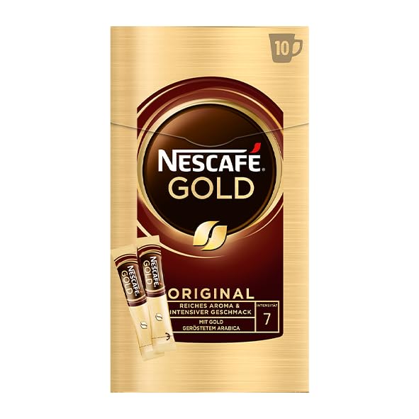 Nescafe Gold Instant Coffee - Rich Aroma, Convenient 10 Stick Pack for On-the-Go Enjoyment