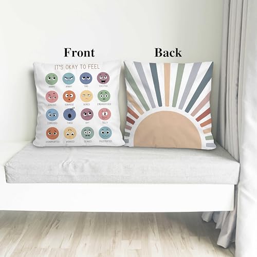 18x18 Inch Calming Corner Throw Pillow Cover - Double-Sided Boho Sunshine Design, Kids Classroom Gift