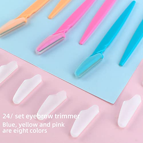 24 Pack Eyebrow Razors for Women Face Dermaplaning Tool Facial Hair Trimmer with Safety Cover