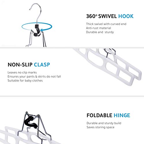 Premium Skirt Hangers - Space-Saving White Pant Hangers with Clasp (2-Pack)