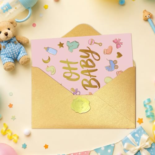 Oh Baby Shower Card for Expecting Mother with Gold Envelope