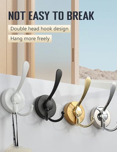 No-Drill Suction Cup Hooks - Heavy Duty Stainless Steel Towel Holder (2 Pcs, Matte Black)