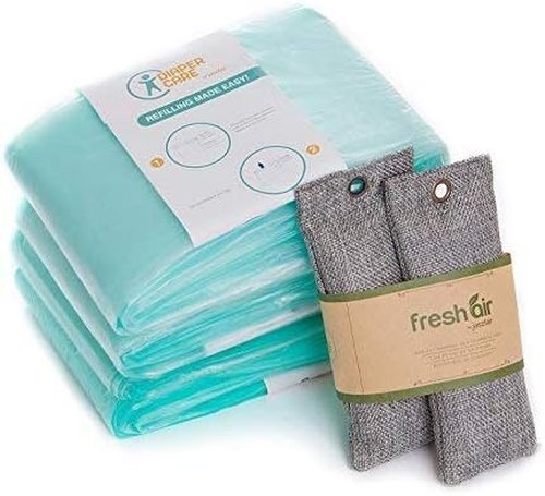 Jasclair Refill Bags for Dekor Plus Diaper Pail - Odor-Locking Multi-Layer Liners | 4 Pack | Leak-Resistant & Light Baby Powder Scent