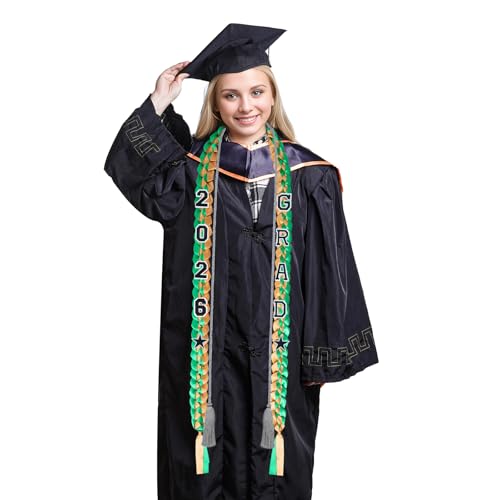 2026 Graduation Ribbon Lei Set with Tassel & Embroidery Patches