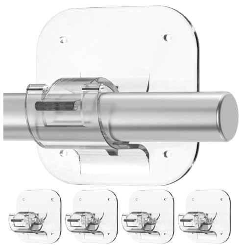 No-Drill Curtain Rod Brackets - 4PCS Self-Adhesive Heavy Duty Holders