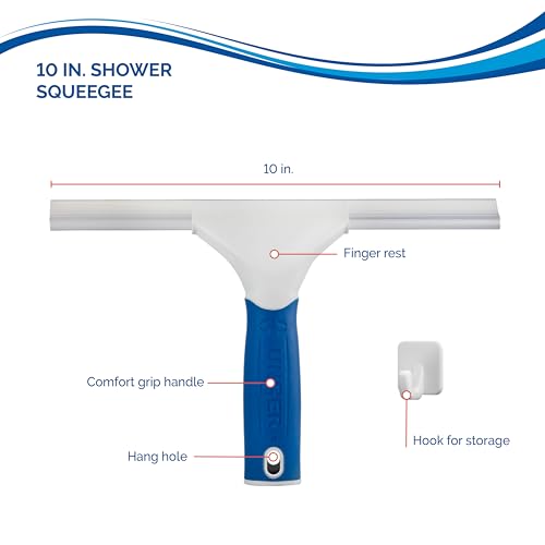 Unger 10" Shower Squeegee with Non-Slip Grip - Streak Free Cleaning