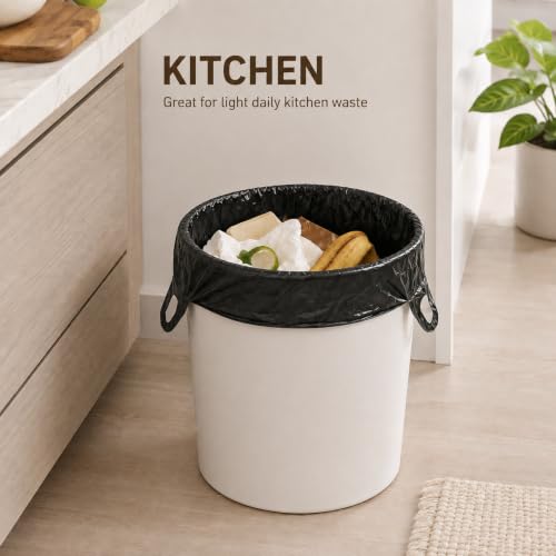 YoYoRain Black 4-Gallon Trash Bags with Handles - 100 Pack, 11x21 Inch Small Garbage Bags for Kitchen Bathroom Office