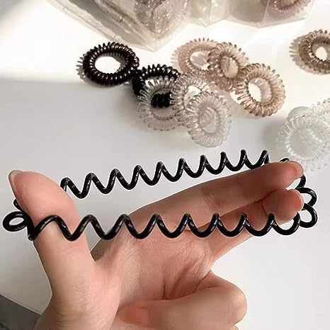 Jowxsx 8-Piece Spiral Hair Ties Waterproof Phone Cord Ponytail Holders
