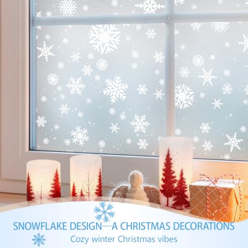 Christmas Snowflake Frosted Window Film Privacy Static Cling - White Snowflakes, 17.7 x 118 Inch