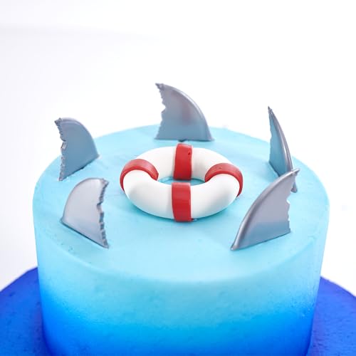 DecoPac Shark Fin Cake Picks - 24 Reusable Cupcake Toppers