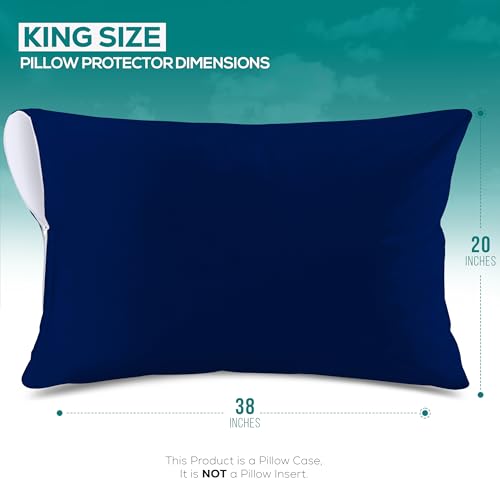 King Size Pillow Protectors with Zipper - Set of 2, Waterproof & Dust Mite Proof