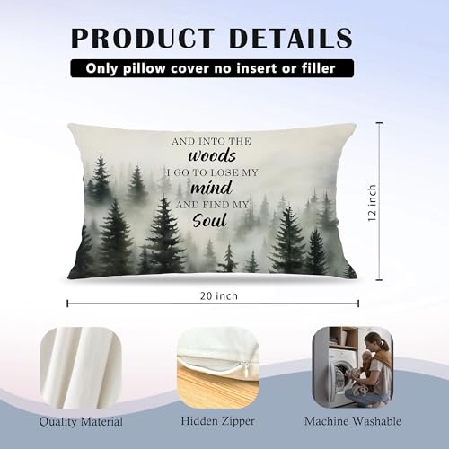 Into The Woods Forest Mountain Lumbar Pillow Cover 12x20 - Camping-pillow Covers-b