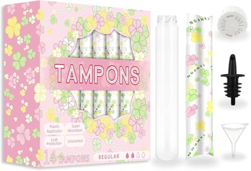 JUSONEY 14 Pack Pink Tampon Flasks - 21oz Leakproof Hidden Alcohol Containers