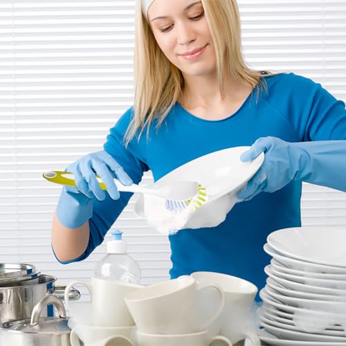 YeuDeuy Stiff Bristle Dish Brush with Handle - 3 Pack, Scrubber for Pots Pans Sink